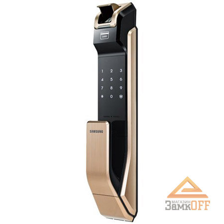 Электронный биометрический врезной замок Samsung SHS-P718 XBG/EN золото с мех-ом Push-Pull